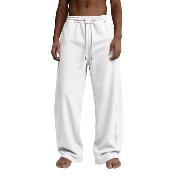 Men's Baggy Sweatpants Solid Straight Leg Casual Sweat Pants Drawstring Athletic Workout Gym Jogger with Pockets