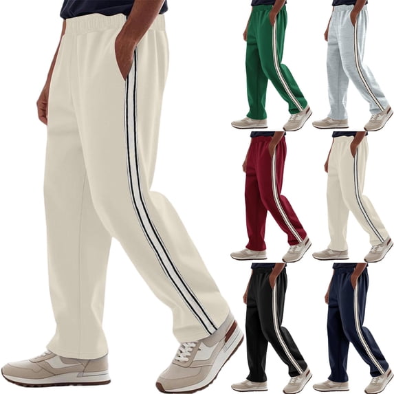 Men's Baggy Sweatpants Straight Leg Open Bottom Joggers Casual Lightweight Athletic Pants with Pockets, M
