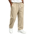thumbnail image 1 of Men's Baggy Sweatpants Wide Leg Athletic Sweat Pants Elastic Drawstring Waist Open Bottom Joggers with Pockets, L, 1 of 7