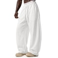 thumbnail image 1 of Men's Baggy Sweatpants Wide Leg Barrel Sweat Pants Drawstring Elastic Waist Loose Fit Slacks with Pockets, XL, 1 of 5