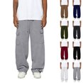 thumbnail image 1 of Men's Baggy Sweatpants Wide Leg Casual Joggers Loose Drawstring Elastic Waist Pants with Pockets Dark Gray 2XL, 1 of 5