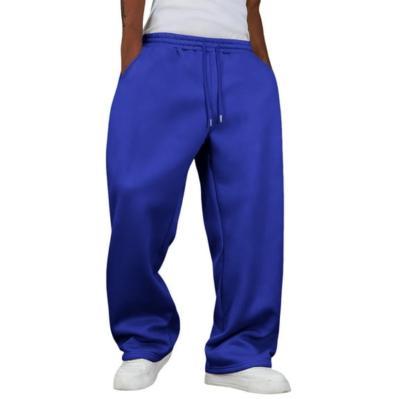 Men's Baggy Sweatpants with Wide Leg Design and Multiple Pockets for Comfortable Casual Wear, Athletic Activities, and Everyday Loungewear,Royal Blue,M