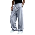 thumbnail image 1 of Men's Baggy Sweatpants Wide Leg Drawstring Elastic Waist Loose Fit Solid Color Casual Lounge Pants with Pockets, 1 of 9