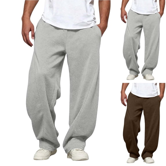 Men's Baggy Sweatpants Wide Leg Drawstring Lounge Sweat Pants with Back Pocket Gray-A
