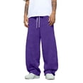 thumbnail image 1 of Men's Baggy Sweatpants Wide Leg Elastic Drawstring Waist Sweat Pants Relaxed Fit with Pockets, 1 of 5