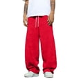 thumbnail image 1 of Men's Baggy Sweatpants Wide Leg Elastic Drawstring Waist Sweat Pants Relaxed Fit with Pockets, 1 of 5