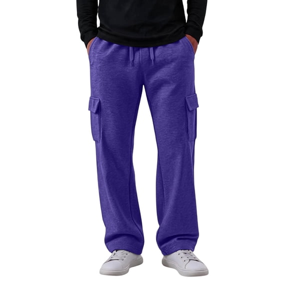 Men's Baggy Sweatpants Wide Leg Fleece Casual Joggers Loose Drawstring Elastic Waist Pants with Pockets
