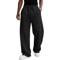 thumbnail image 1 of Men's Baggy Sweatpants Wide Leg Lounge Pants Drawstring Waist Loose Fit Jogging Trousers with Pockets Black S, 1 of 5
