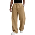 thumbnail image 1 of Men's Baggy Sweatpants Wide Leg Lounge Pants Drawstring Waist Loose Fit Jogging Trousers with Pockets Khaki 2XL, 1 of 5