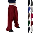 thumbnail image 1 of Men's Baggy Sweatpants Wide Leg Lounge Sweat Pants Drawstring Waist Jogging Pants with Pockets Wine M, 1 of 5