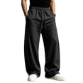 thumbnail image 1 of Men's Baggy Sweatpants Wide Leg Lounge Sweat Pants with Pockets Drawstring Waist Solid Color Jogging Pants 3XL, 1 of 7