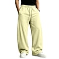 thumbnail image 1 of Men's Baggy Sweatpants Wide Leg Lounge Sweat Pants with Pockets Drawstring Waist Solid Color Jogging Pants L, 1 of 7