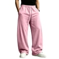 thumbnail image 1 of Men's Baggy Sweatpants Wide Leg Lounge Sweat Pants with Pockets Drawstring Waist Solid Color Jogging Pants S, 1 of 7