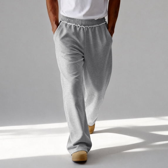 Men's Baggy Sweatpants Wide Leg Lounge Sweat Pants with Pockets Gray 3XL