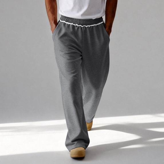 Men's Baggy Sweatpants Wide Leg Lounge Sweat Pants with Pockets Gray M