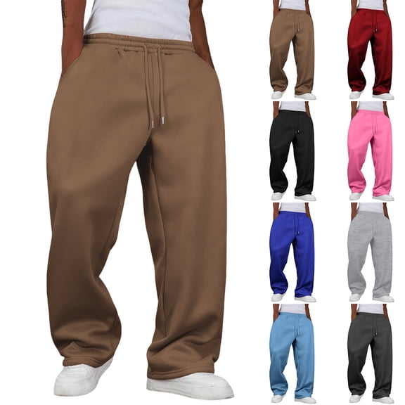 Men's Baggy Sweatpants Wide Leg Pants with Pockets, Oversized Lounge Pants for Home, Streetwear and Comfort Wear,Black,L