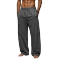 thumbnail image 1 of Men's Baggy Sweatpants Wide Leg Solid Color with Elastic Drawstring Waist Casual Loose Lounge Joggers, 1 of 4