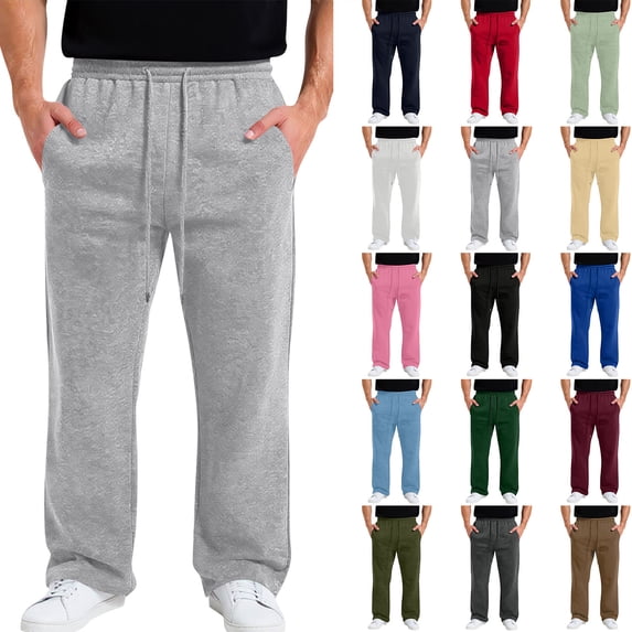 Men's Baggy Sweatpants, Wide Leg Sweat Pants with Side Pockets for Streetwear, Lounge and Ultimate Comfort,Light Gray,M