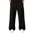 thumbnail image 1 of Men’s Baggy Sweatpants with Elastic Drawstring Waist, Wide-Leg Casual Loose Cotton Joggers with Deep Pockets Black M, 1 of 4