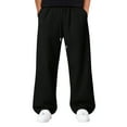 thumbnail image 1 of Men’s Baggy Sweatpants with Elastic Drawstring Waist, Wide-Leg Casual Loose Cotton Joggers with Deep Pockets Black S, 1 of 4