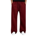 thumbnail image 1 of Men’s Baggy Sweatpants with Elastic Drawstring Waist, Wide-Leg Casual Loose Cotton Joggers with Deep Pockets Wine M, 1 of 4