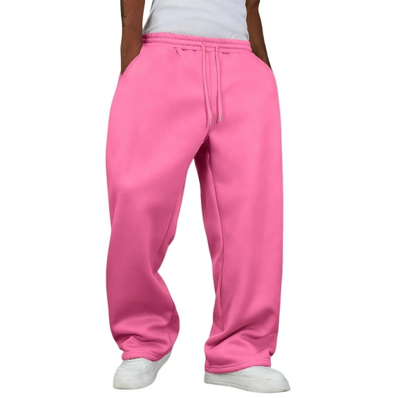 Men's Baggy Sweatpants with Wide Leg Design and Multiple Pockets for Comfortable Casual Wear, Athletic Activities, and Everyday Loungewear,Pink,2XL
