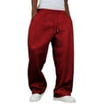 thumbnail image 1 of Men's Baggy Sweatpants with Wide Leg Design and Multiple Pockets for Comfortable Casual Wear, Athletic Activities, and Everyday Loungewear,Wine,L, 1 of 6