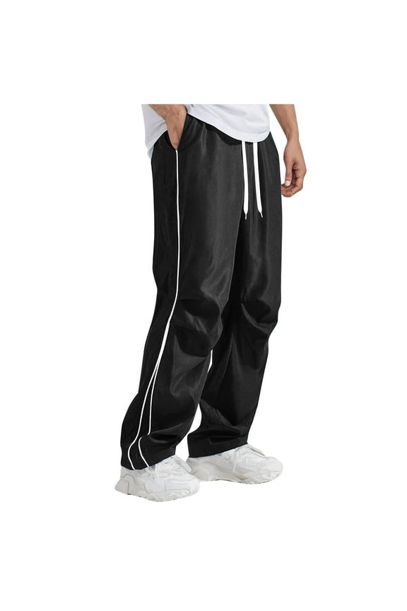 Men's Baggy Track Pants Sports And Casual Pants Solid Color Wide Leg Trousers Workout Joggers Pants
