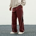 thumbnail image 1 of Men's Baggy Track Pants Y2K Streetwear Pants Drawstring Letter Pockets Casual Lounge Trousers Red M, 1 of 9
