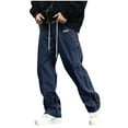 thumbnail image 1 of Men's Baggy Track Pants Y2K Streetwear Pants Drawstring Letter Pockets Casual Lounge Trousers, 1 of 6
