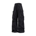 thumbnail image 1 of Men's Baggy Wide Leg Cargo Pants for Hiking Work Travel, Parachute Pants Elastic Waistband Quick Dry Lightweight Capming Pants with Large Flap Pockets, 1 of 9