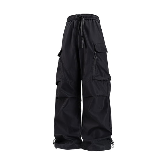 Men's Baggy Wide Leg Cargo Pants for Hiking Work Travel, Parachute Pants Elastic Waistband Quick Dry Lightweight Capming Pants with Large Flap Pockets