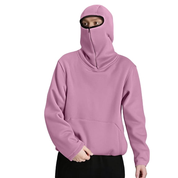 Men's Balaclava Hoodie Winter Hoodies Sweatshirt with Zipper Casual Unique Pullover Outerwear Hoodie