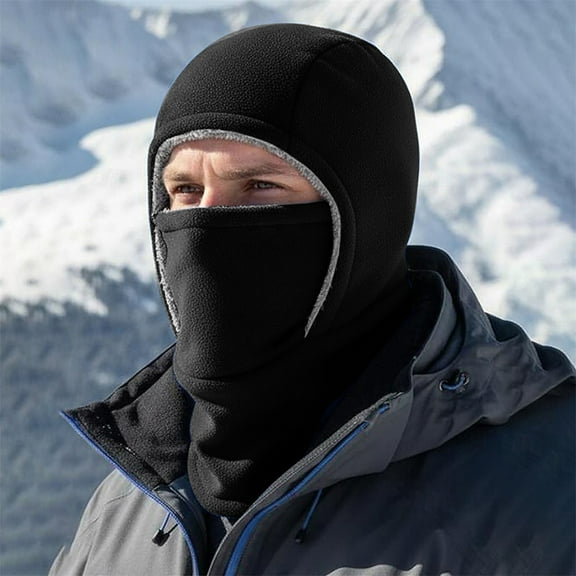Men's Balaclava, Winter Ski Windproof Thermal 2 in 1 Hood and Neck Warmer, Fleece Lined Face Mask for Skiing, Snowboarding, Motorcycle Riding, Cold Weather Gear for Men and Women