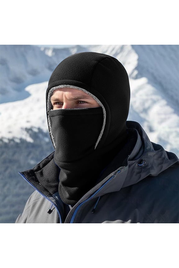 Men's Balaclava, Winter Ski Windproof Thermal 2 in 1 Hood and Neck Warmer, Fleece Lined Face Mask for Skiing, Snowboarding, Motorcycle Riding, Cold Weather Gear for Men and Women