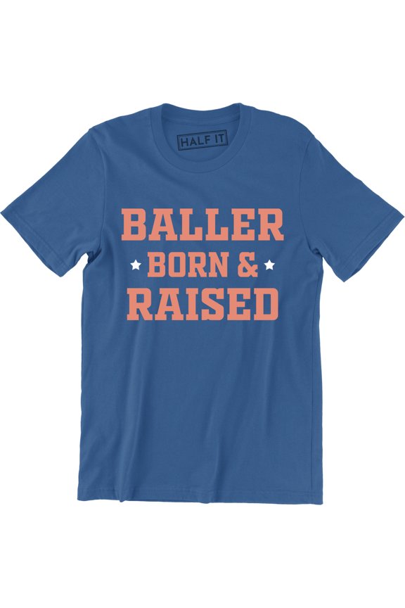 Men's Baller Born And Raised Printed Graphic Slogan Fresh Money T-Shirt