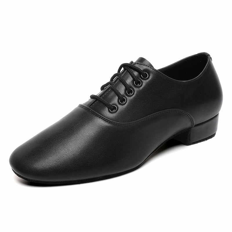 Men's Ballroom Dance Shoes Black Leather Sole Tango Salsa Latin