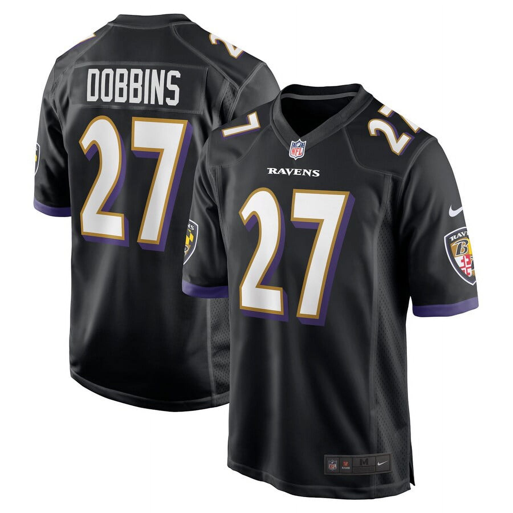 Men's Baltimore_Ravens J.K. Dobbins Black Game Tshirt