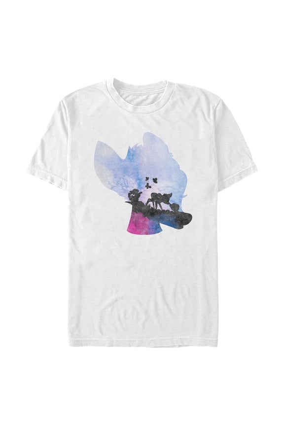 Men's Bambi Blue Watercolor Silhouette Graphic Tee White Small