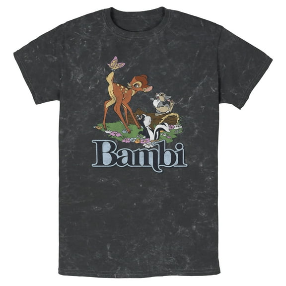 Men's Bambi Distressed Classic Scene Graphic Tee Black Small