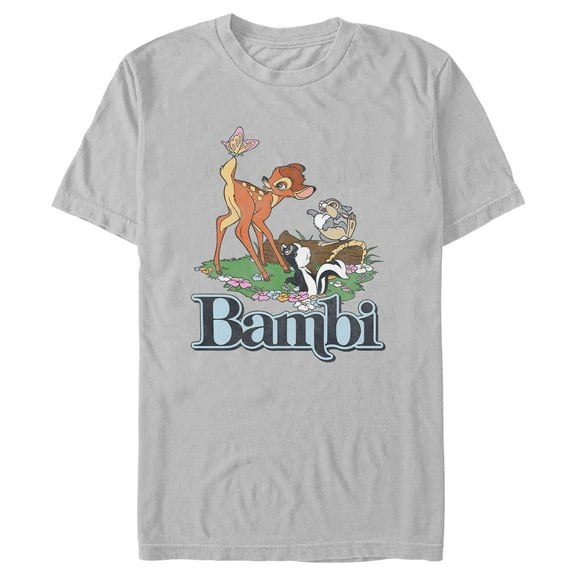 Men's Bambi Distressed Classic Scene  Graphic Tee Silver X Large