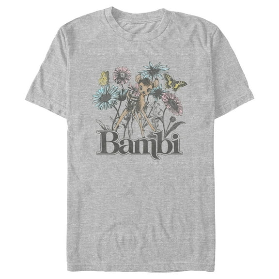 Men's Bambi Floral Sketch  Graphic Tee Athletic Heather Medium