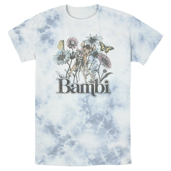 Men's Bambi Floral Sketch Graphic Tee White/Blue Small