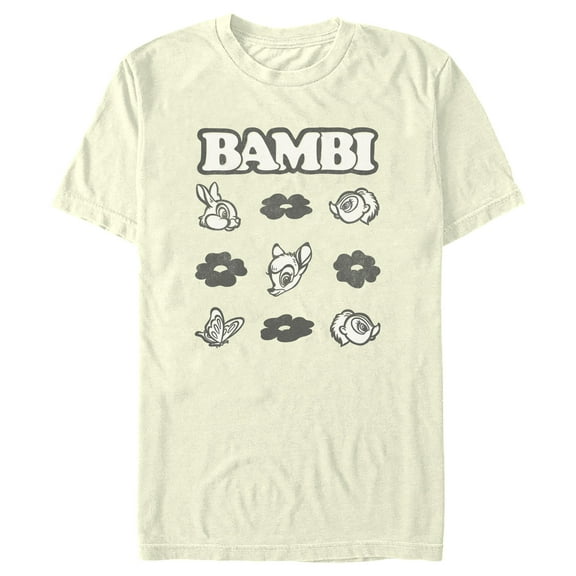 Men's Bambi Friends Square  Graphic Tee Beige Large