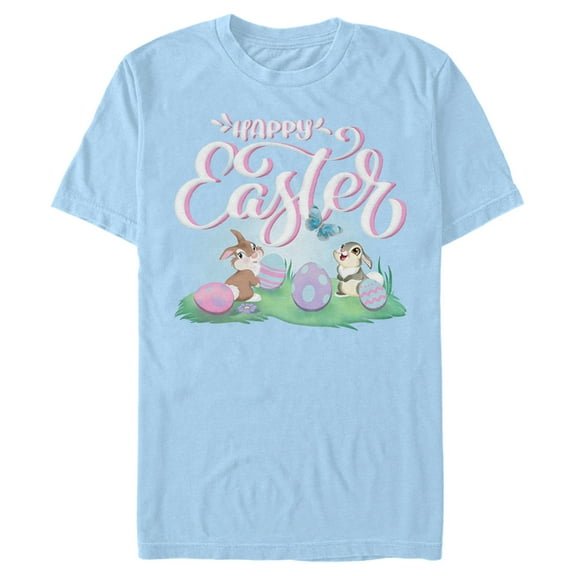 Men's Bambi Happy Easter Thumper Graphic Tee Light Blue X Large