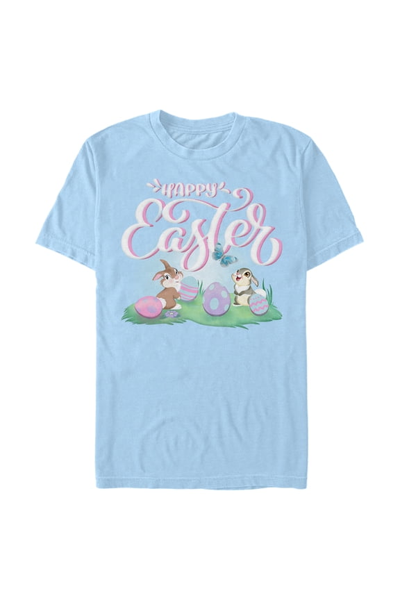 Men's Bambi Happy Easter Thumper Graphic Tee Light Blue X Large