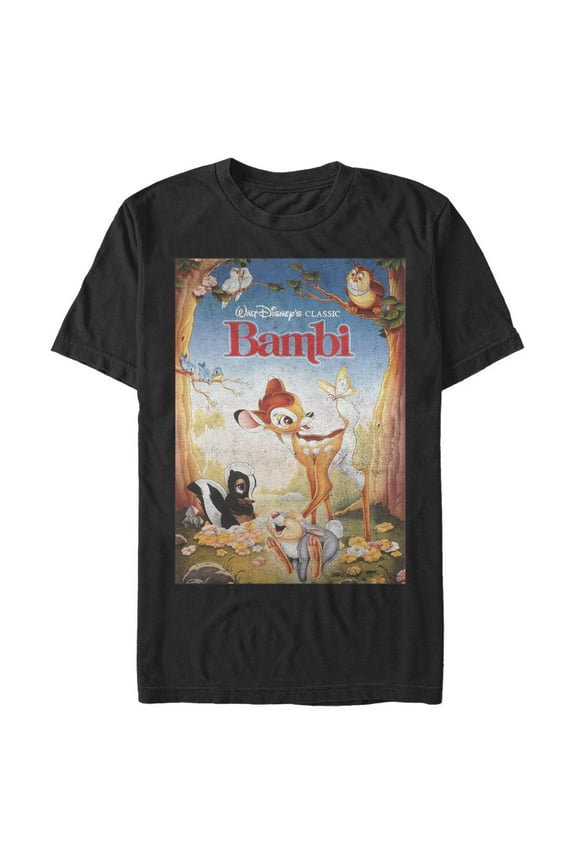 Men's Bambi Movie Cover Title Poster  Graphic Tee Black 2X Large