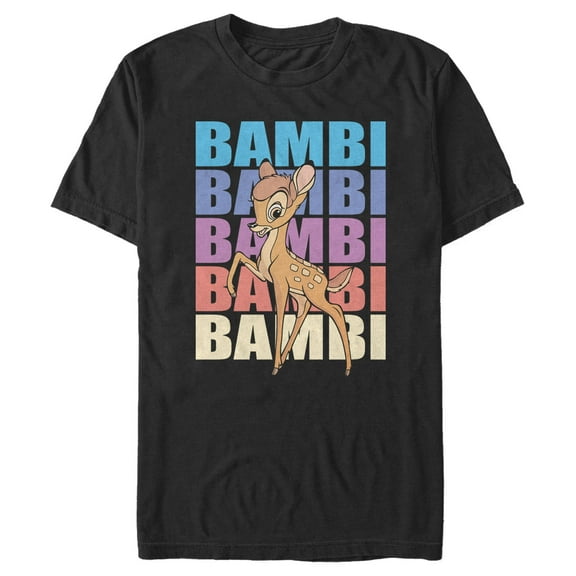Men's Bambi Name Stack Pose  Graphic Tee Black Large