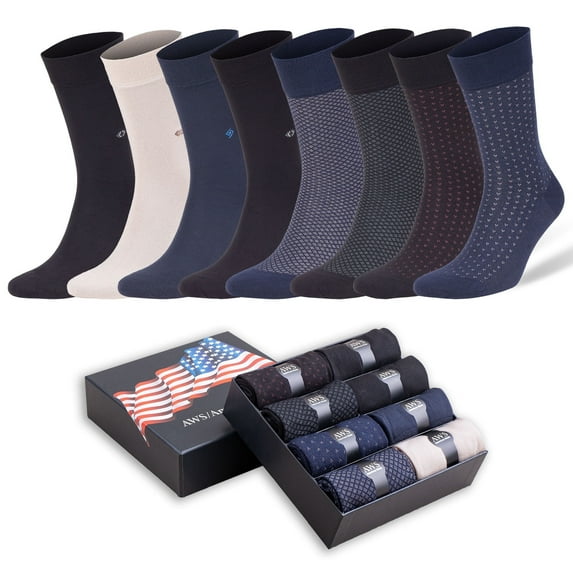 Men’s Bamboo Rayon Dress Socks 8 Pairs Assorted Colors Size 8-11.5 Soft Odor-Free Eco-Friendly (Style 2)