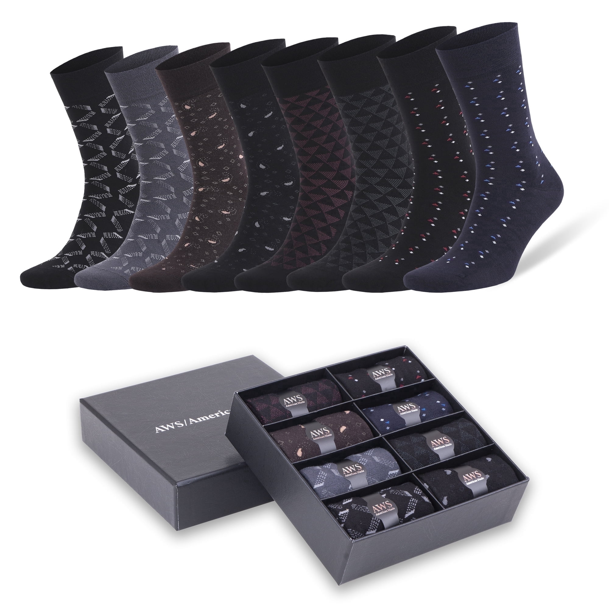 AWS American Made, Dress Socks for Men, 8 Pack, Size 8-11.5 - Walmart.com
